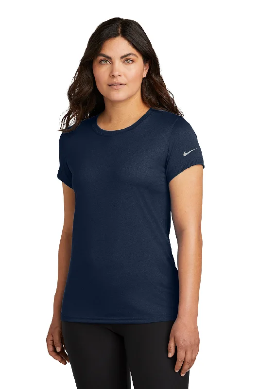 clean basic t-shirts -Nike Womens rLegend Dri-Fit Moisture Wicking Short Sleeve Crewneck T-Shirt - College Navy Blue