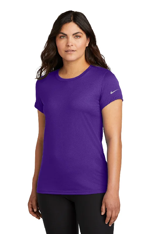 warm lined t-shirts -Nike Womens rLegend Dri-Fit Moisture Wicking Short Sleeve Crewneck T-Shirt - Court Purple