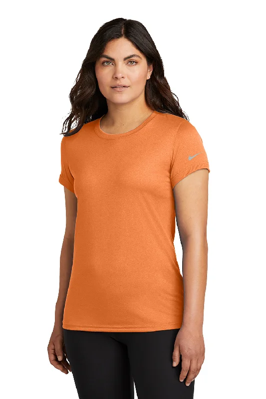 stretch ribbed t-shirts -Nike Womens rLegend Dri-Fit Moisture Wicking Short Sleeve Crewneck T-Shirt - Desert Orange