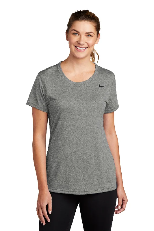 breezy travel t-shirts -Nike Womens Team rLegend Dri-Fit Moisture Wicking Short Sleeve Crewneck T-Shirt - Heather Carbon Grey