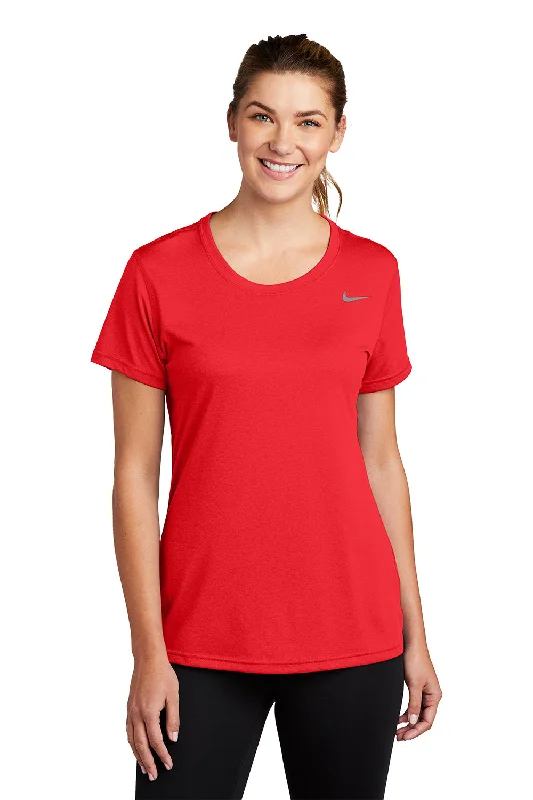 curved neck t-shirts -Nike Womens Team rLegend Dri-Fit Moisture Wicking Short Sleeve Crewneck T-Shirt - University Red