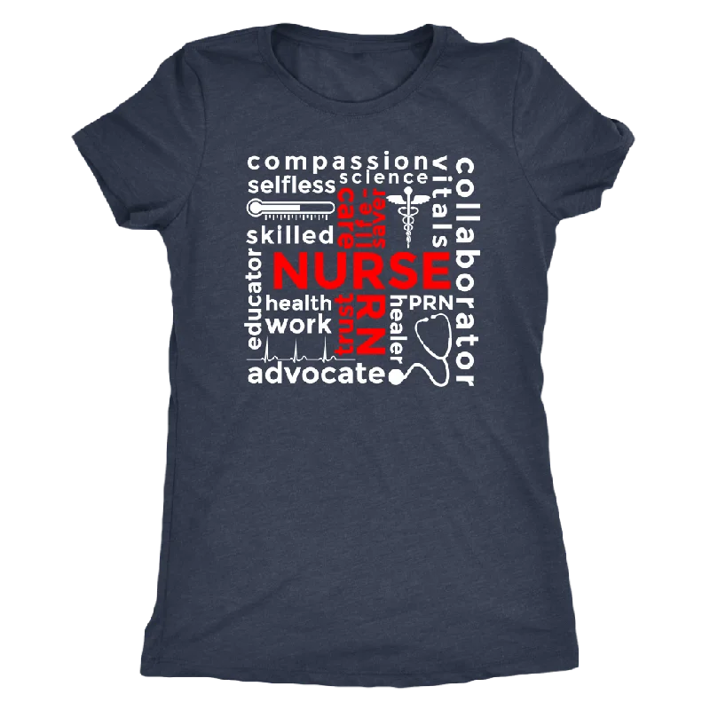 sleek boat neck t-shirts -NURSE Words Subway Typography RED CROSS Women's T-Shirt