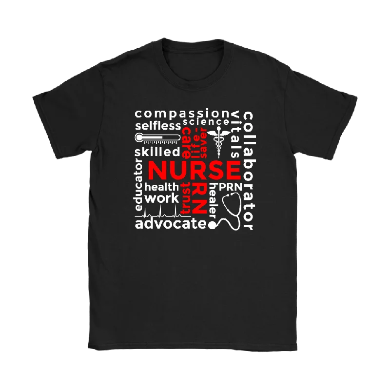 airy blend t-shirts -NURSE Words Subway Typography RED CROSS Women's T-Shirt