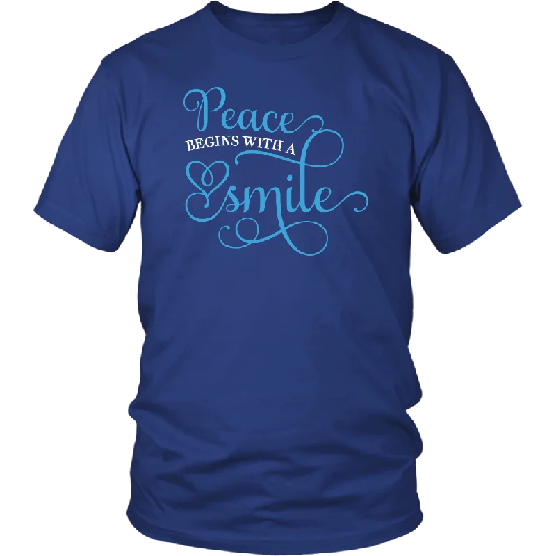 fitted tailored t-shirts -PEACE Begins with a SMILE Unisex T-Shirt