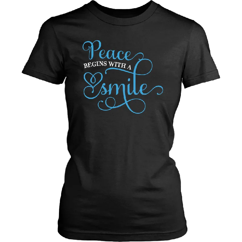 strong gym t-shirts -PEACE Begins with a SMILE Women's T-Shirt