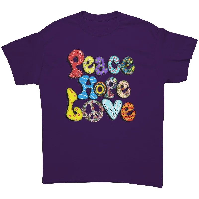 neat slim t-shirts -PEACE HOPE LOVE Unisex T-Shirt