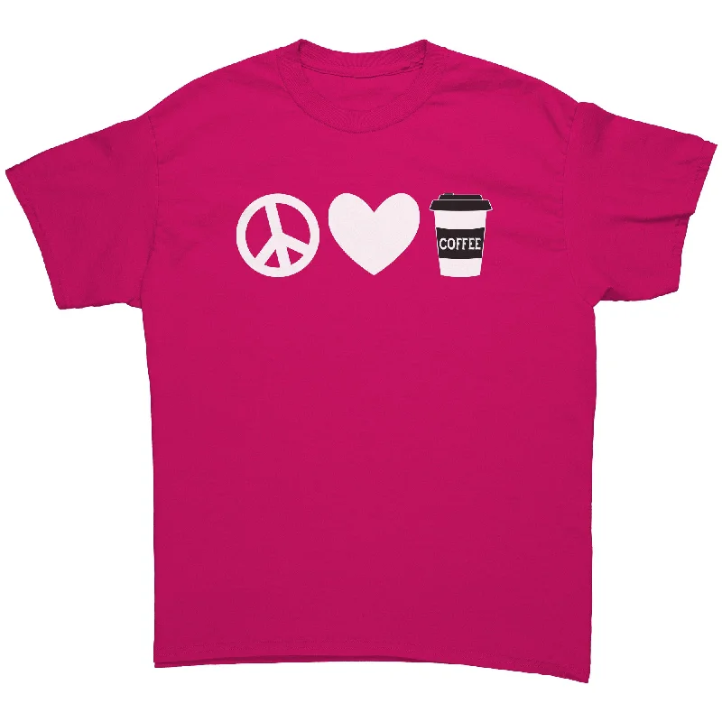 cozy polar t-shirts -Peace Love Coffee Unisex short sleeve t-shirt