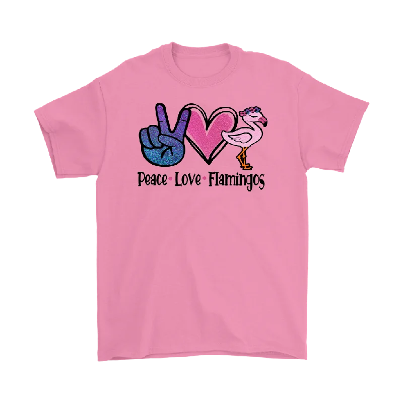 loose urban t-shirts -PEACE LOVE FLAMINGOS Men's or Women's T-Shirt