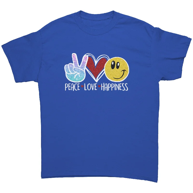 breathable active t-shirts -PEACE LOVE HAPPINESS Unisex T-Shirt