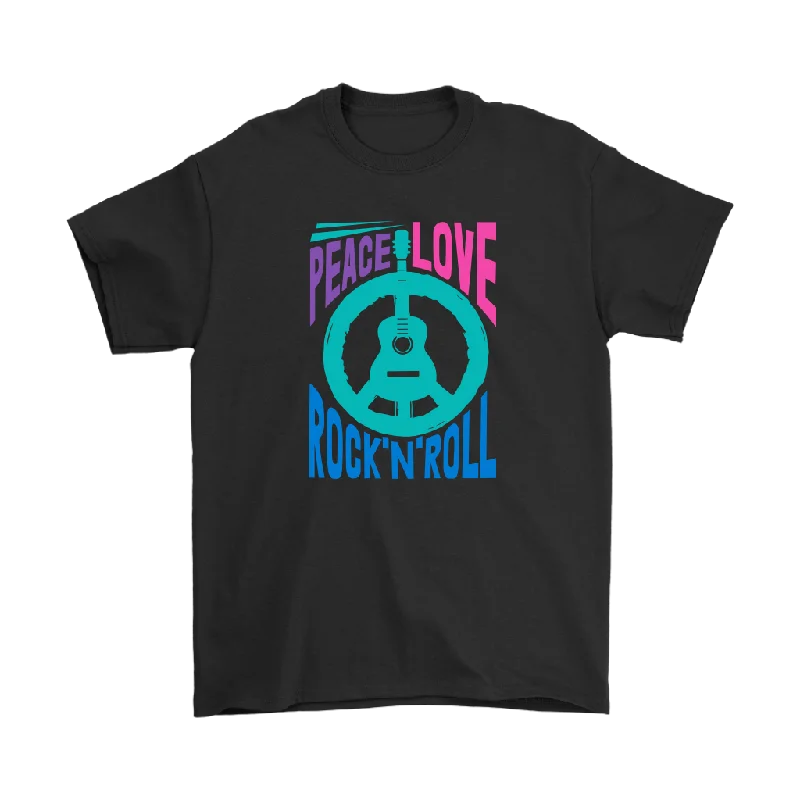 slim chic t-shirts -PEACE LOVE ROCK N' ROLL Unisex T-Shirt