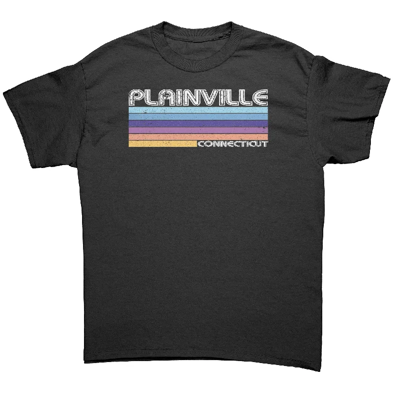 relaxed baggy t-shirts -PLAINVILLLE, CONNECTICUT Retro 70’s 80’s Look Unisex T-SHIRT