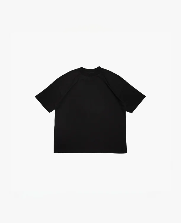 curved hem t-shirts -SIGNATURE BLANK T-SHIRT - BLACK