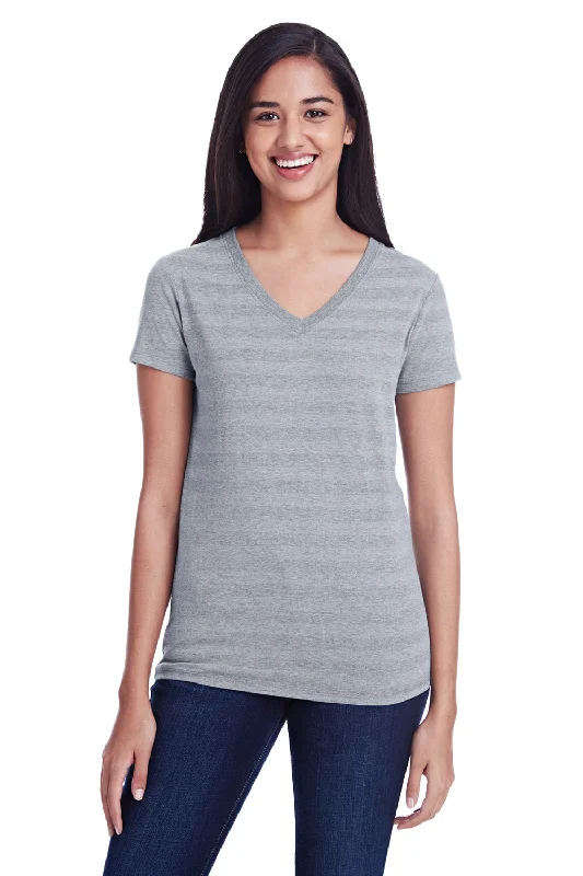 thermal snug t-shirts -Threadfast Apparel Womens Short Sleeve V-Neck T-Shirt - Heather Grey