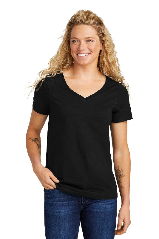 geometric fun t-shirts -Volunteer Knitwear Womens USA Made Daily Short Sleeve V-Neck T-Shirt - Deep Black