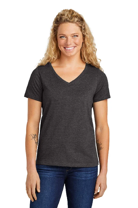 iconic print t-shirts -Volunteer Knitwear Womens USA Made Daily Short Sleeve V-Neck T-Shirt - Heather Dark Grey