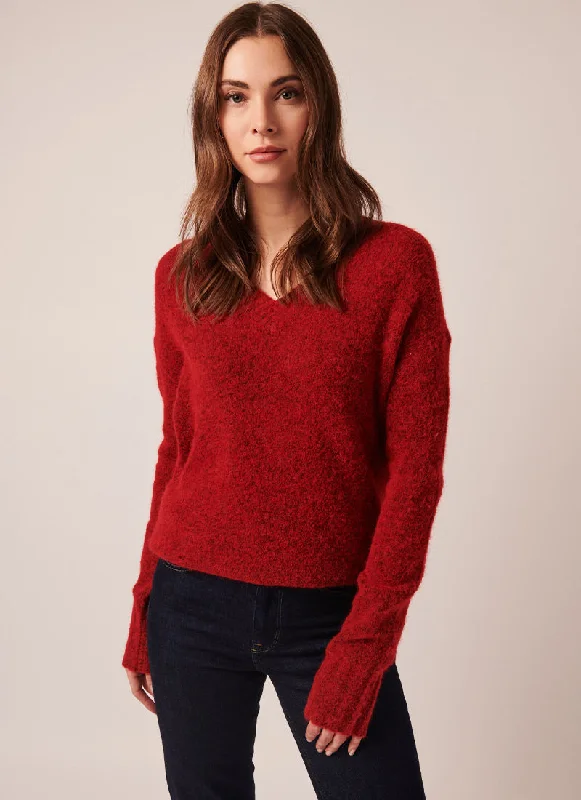 velvety floral pullover sweaters -Aubrey V-Neck Sweater