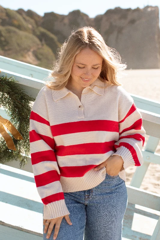 short-sleeve striped pullover sweaters -Brea Sweater