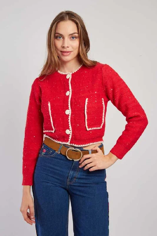 luxe mock-neck pullover sweaters -Dalaba Sweater - Red