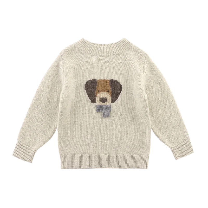 thick mohair pullover sweaters -Denn Merino Wool Sweater | Dog | Arctic Ivory Melange