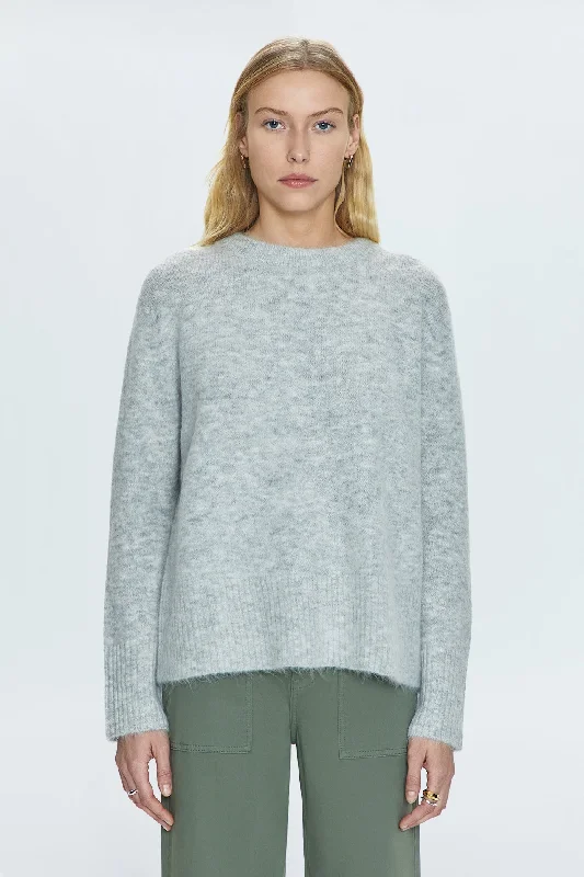 mock-neck knit pullover sweaters -Ivy Sweater - Soft Grey