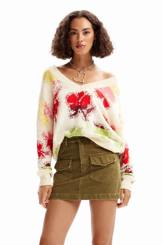 floral pullover sweaters for winter -joina abstract Sweater