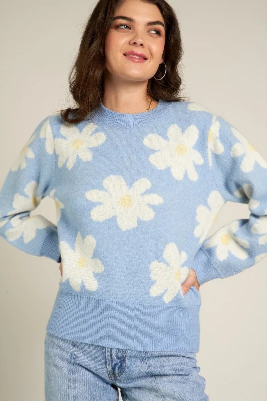 loose hooded pullover sweaters -COZY FLOWER SWEATER