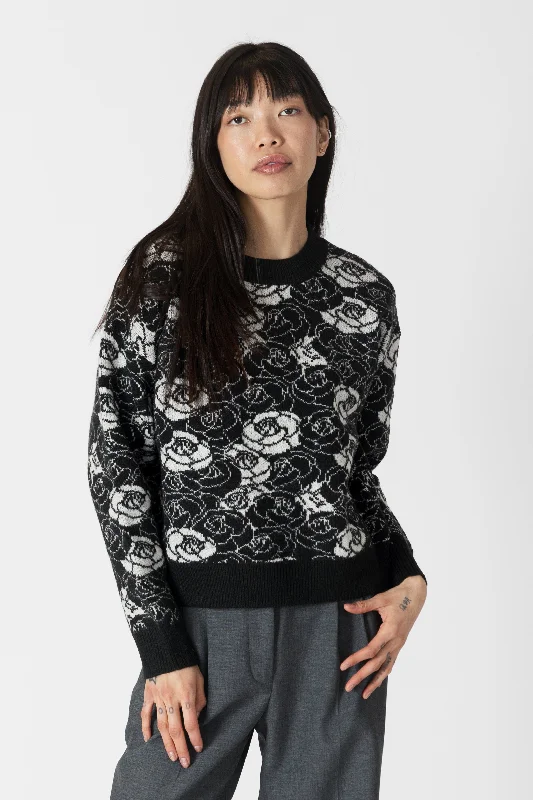 floral pullover sweaters for office -JORDYN ROSE PRINT CREW NECK SWEATER