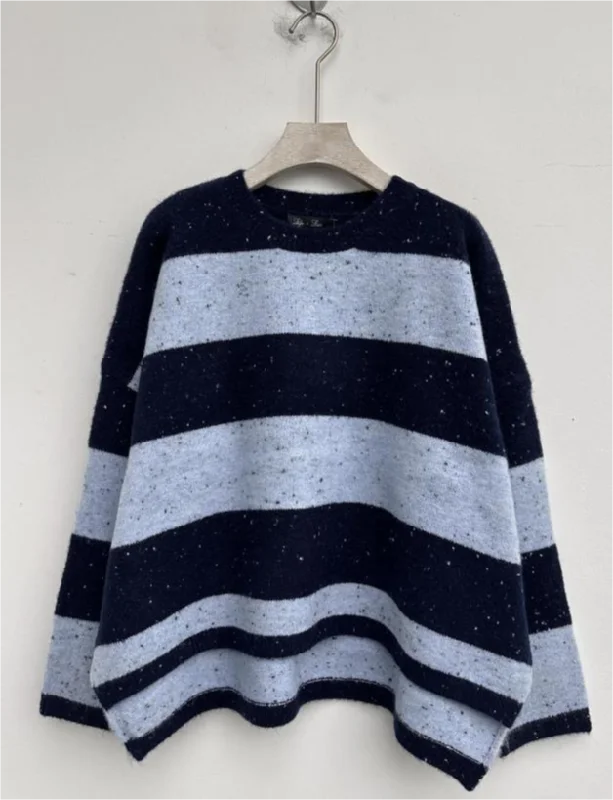 velvety plaid pullover sweaters -RAVIAN WIDE STRIPED SWEATER