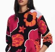 long mock-neck pullover sweaters -Niagara Sweater -Black Multi