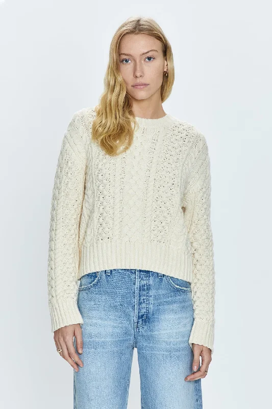 bold knit plaid pullover sweaters -Quinn Sweater - Ivory