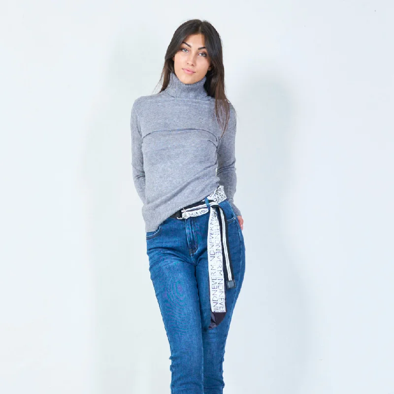 heavy mohair pullover sweaters -Ribbed turtleneck sweater with long sleeves wholesale