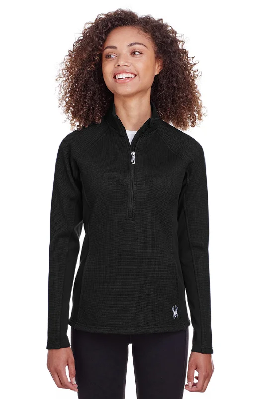 chunky striped pullover sweaters -Spyder Womens Constant 1/4 Zip Sweater - Black