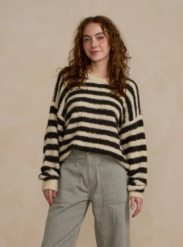 long striped pullover sweaters -The Aspen Sweater by Rylee + Cru - Fuzzy Stripe