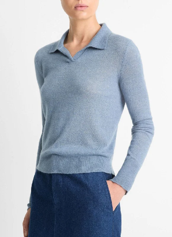 twisted alpaca pullover sweaters -Wool-Blend Polo Sweater