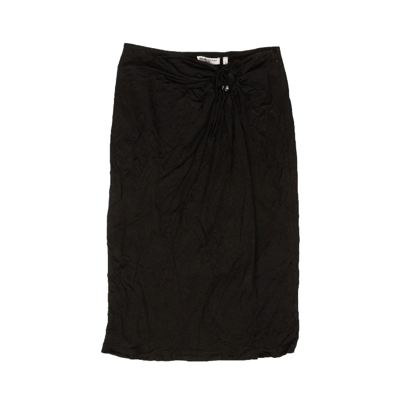 striking geometric skirts -Black Polyester Keyhole Flare Skirt