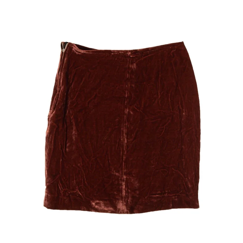 iconic retro skirts -Brick Red Velour Swift Skirt