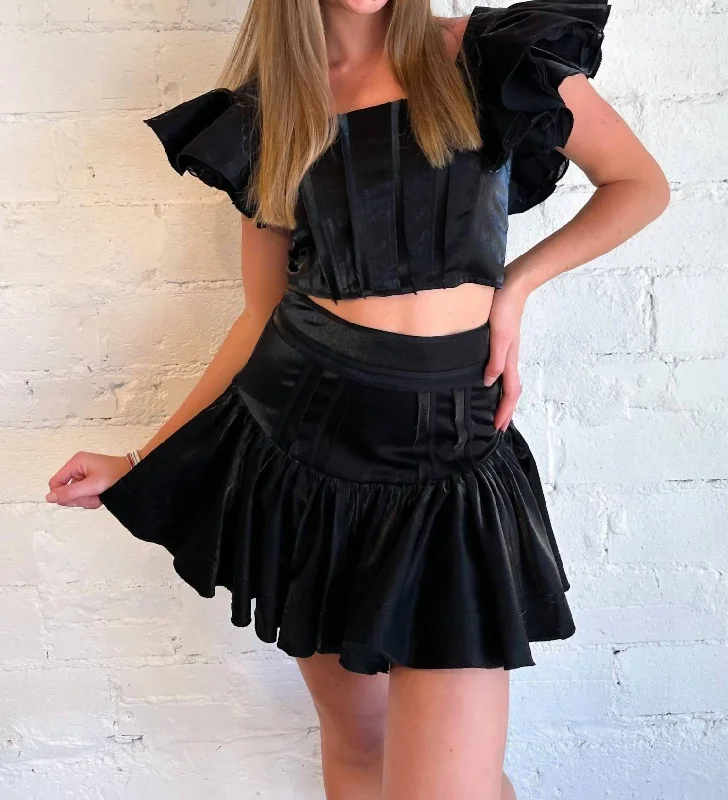 stylish wrap skirts -Hailey Cognac Skirt In Black