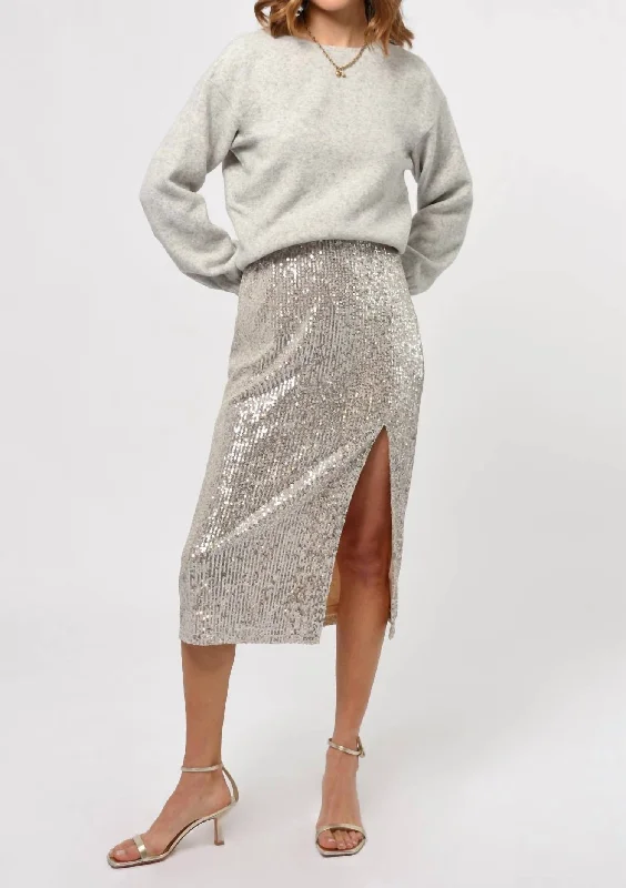 vivid abstract skirts -Karla Sequins Midi Skirt In Champagne