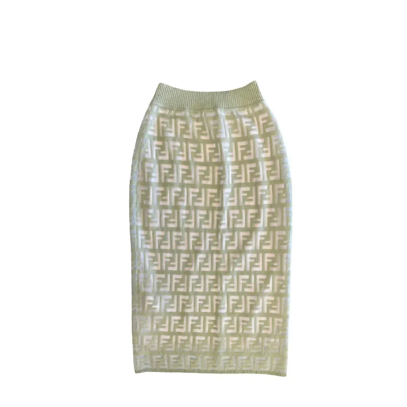 loose chill skirts -Knit Midi Skirt In Pale Green