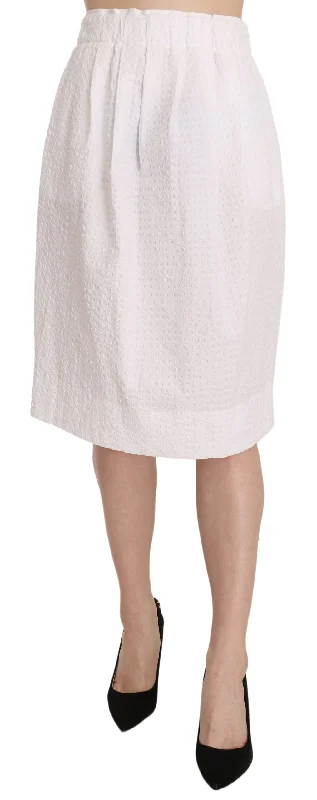 cotton silky skirts -L'Autre Chose  Jacquard Plain Weave Stretch Midi Women's Skirt