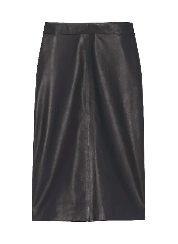 elastic rib skirts -Lianna Leather Skirt In Black