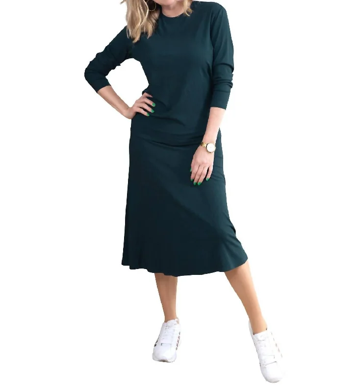 yoga comfy skirts -Ribbed A-Line Skirt In Jade