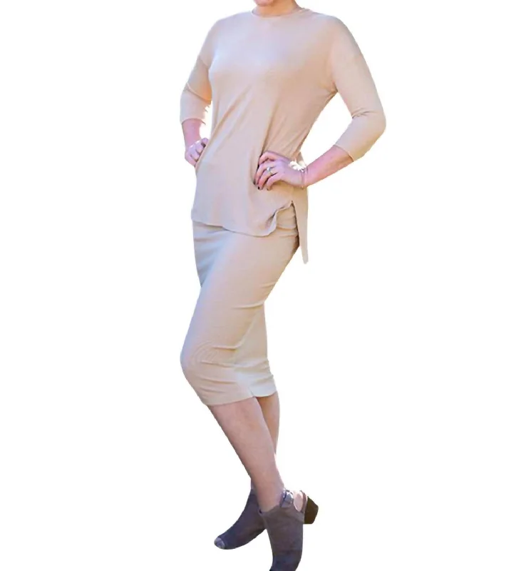 thermal snug skirts -Ribbed Skirt In Camel