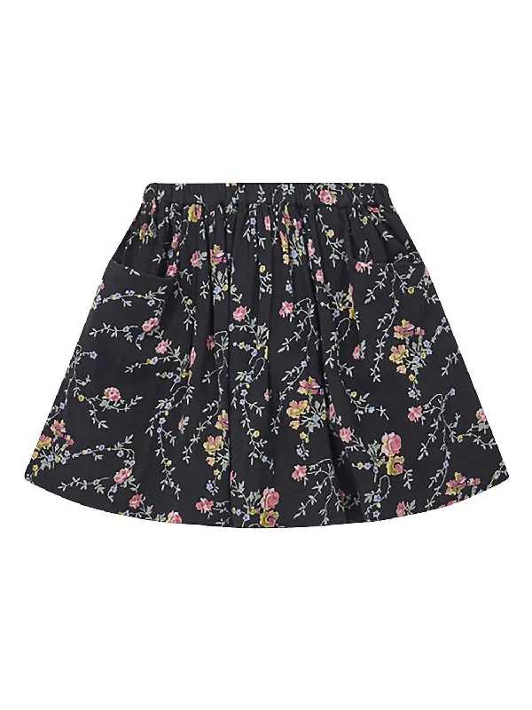 blend airy skirts -Romantic Print Gauze Skirt In Black