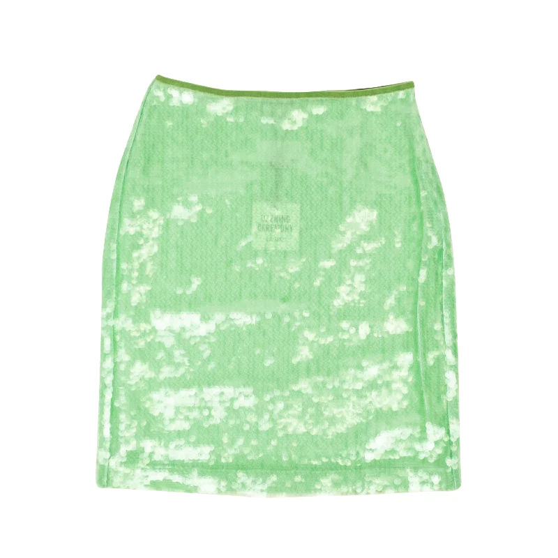 relaxed daily skirts -Sage Green Polyester Paillette Mini Skirt