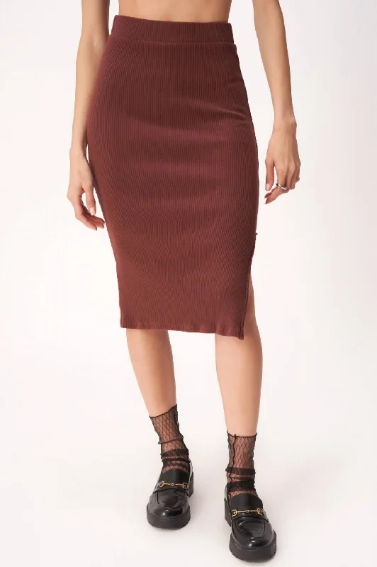 check bold skirts -Throw & Go Sweater Rib Midi Skirt In Spiced Copper