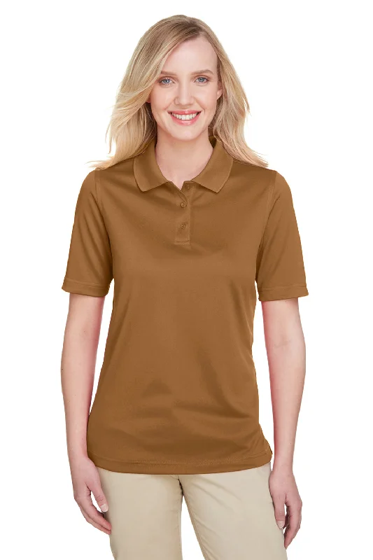 fitted clean blouses & shirts -Harriton Womens Advantage Performance Moisture Wicking Short Sleeve Polo Shirt - Duck Brown