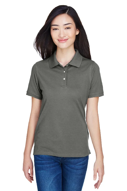 tie-dye creative blouses & shirts -Harriton Womens Easy Blend Wrinkle Resistant Short Sleeve Polo Shirt - Charcoal Grey