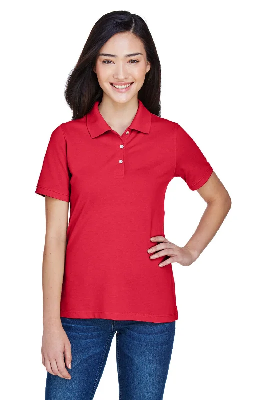 easy Sunday blouses & shirts -Harriton Womens Easy Blend Wrinkle Resistant Short Sleeve Polo Shirt - Red