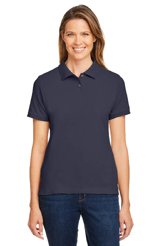 short peplum blouses & shirts -Harriton Womens Short Sleeve Polo Shirt - Navy Blue